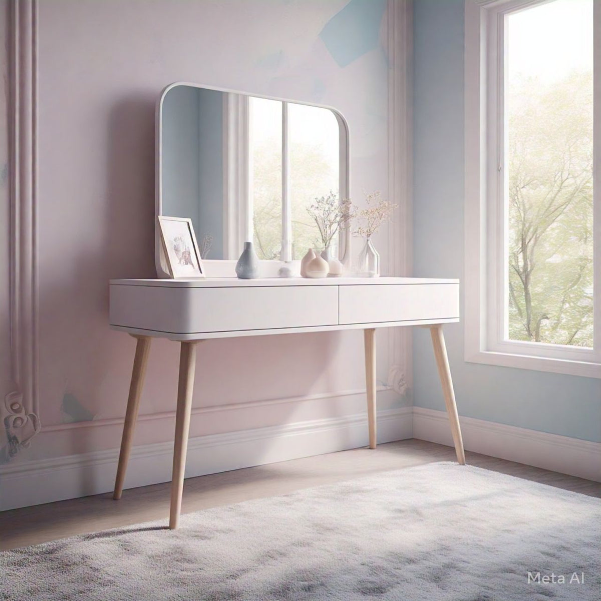 Modern white dressing table by Z Galleria