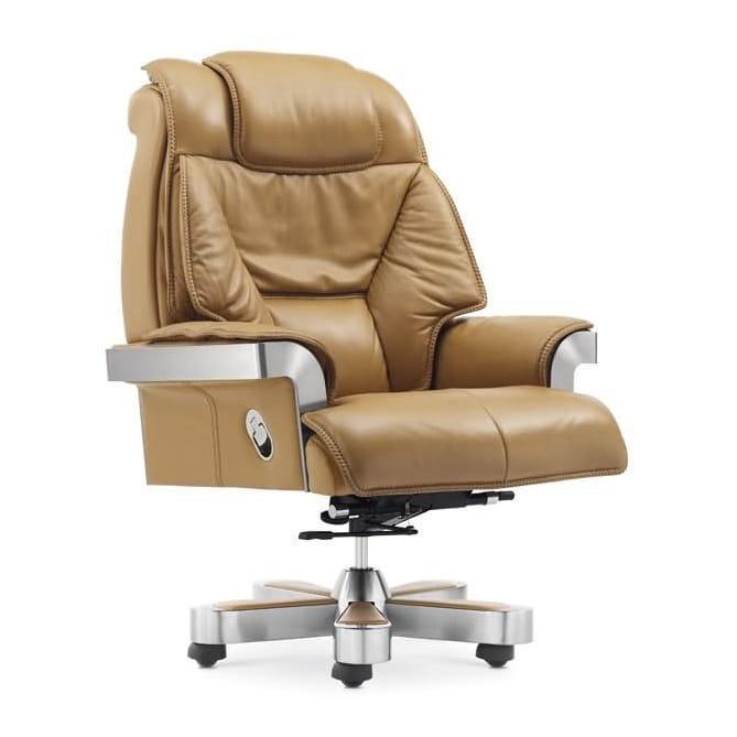 BROWN LEATHER OFFICE CHAIR (IMPORTED)