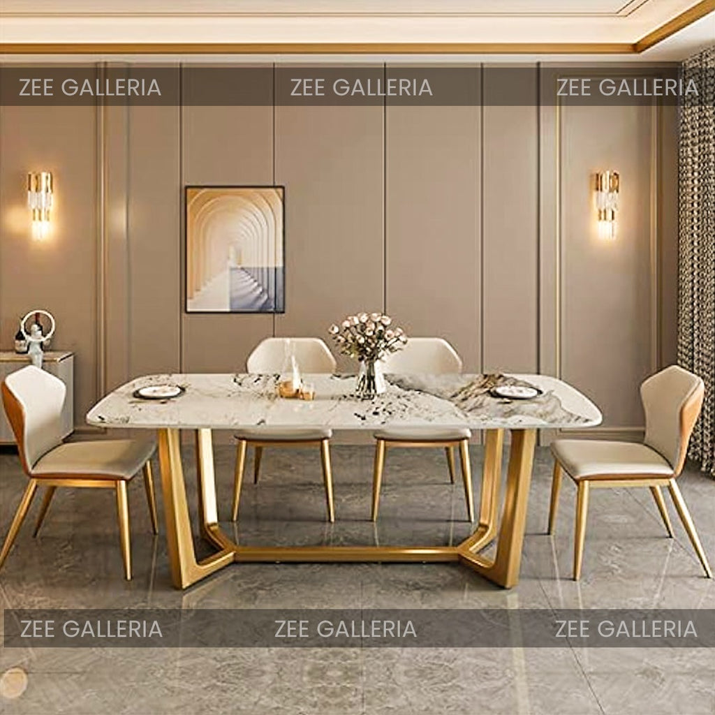 White Nova dining table detail view