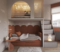 Kids' bedroom furniture set in solid oak and pine wood