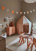 Multi-tiered wooden nook shelf and rack for kids' room storage and decor