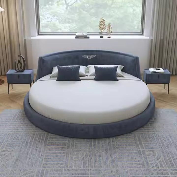 Gray round bed
