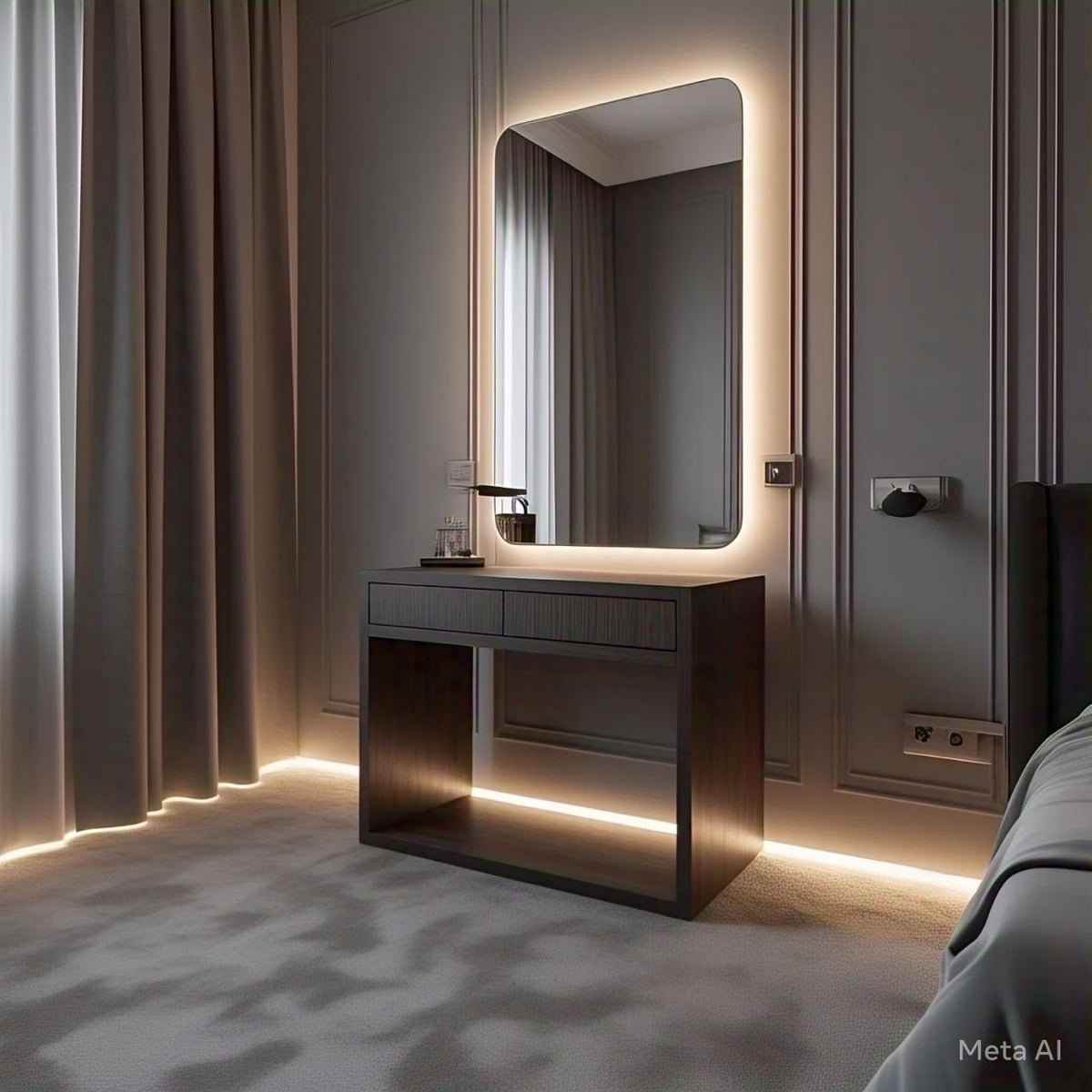 Modern bed frame detail view