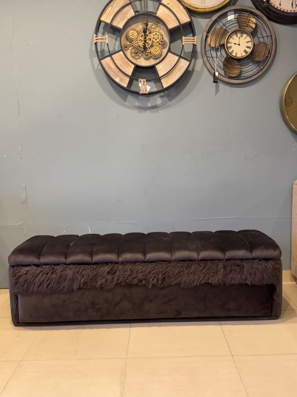 Black Storage Ottoman detail view