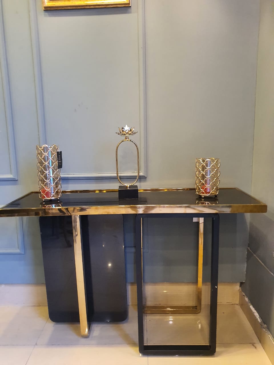 Romanesque Marble & Steel Console Table — alternate product view 6
