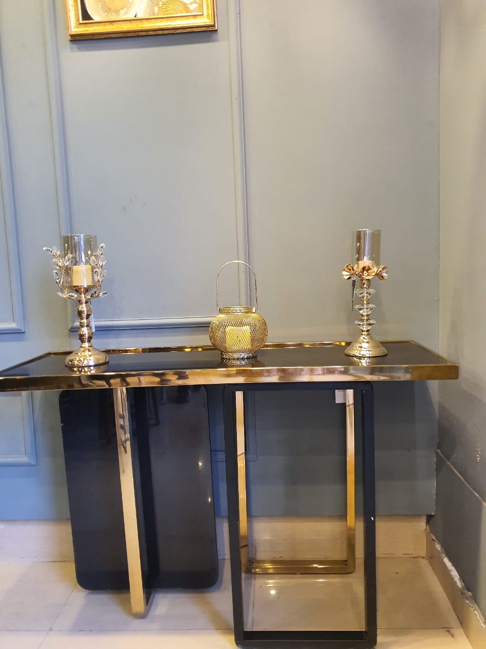 Romanesque Marble & Steel Console Table — alternate product view 7