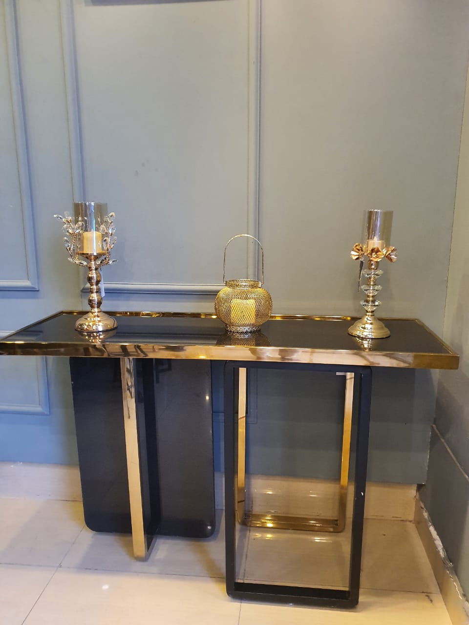 Romanesque Marble & Steel Console Table — alternate product view 8