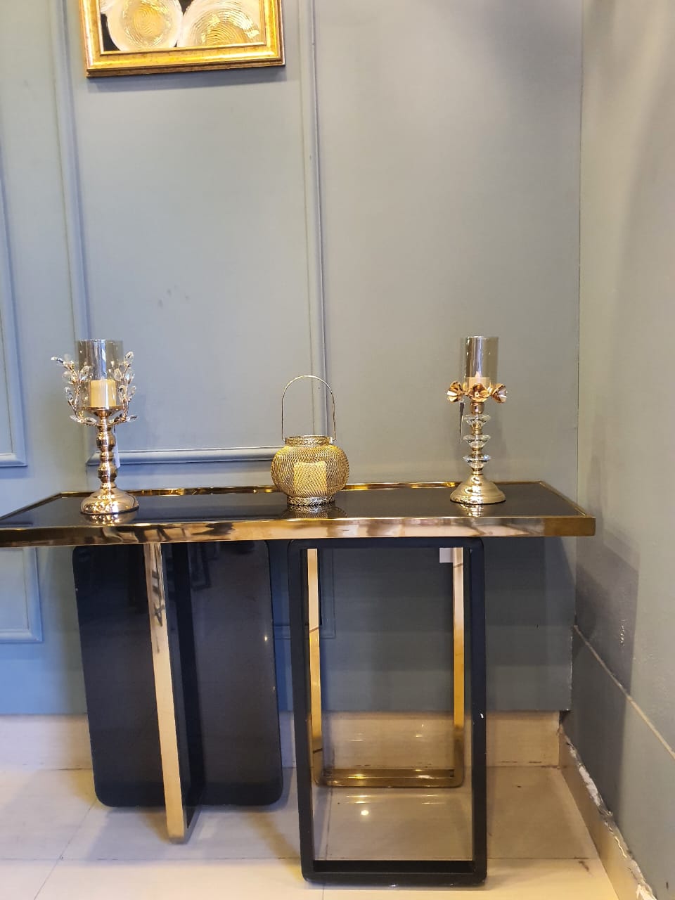 Romanesque Marble & Steel Console Table — alternate product view 9