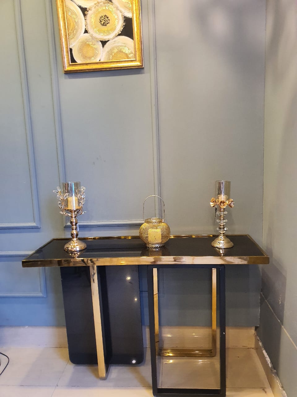 Romanesque Marble & Steel Console Table — alternate product view 10