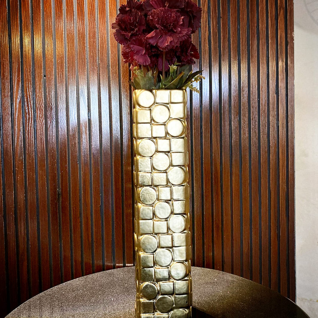 Signature tall indoor vase styled in a room