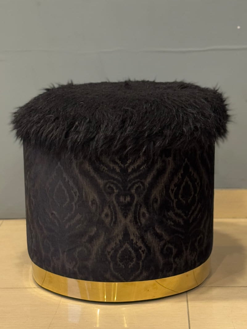 Black Faux Leather Ottoman by Z Galleria