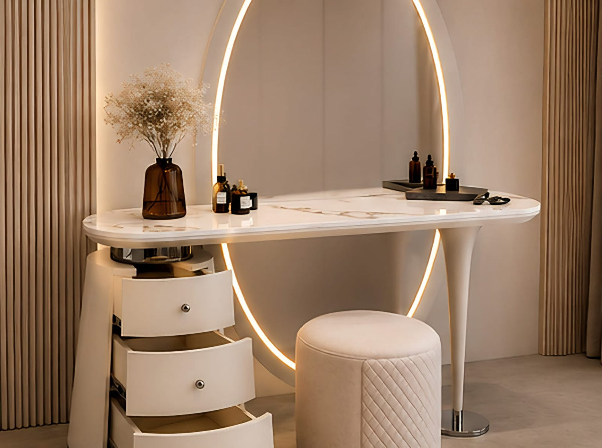Ivory Halo Vanity Dressing Table detail view