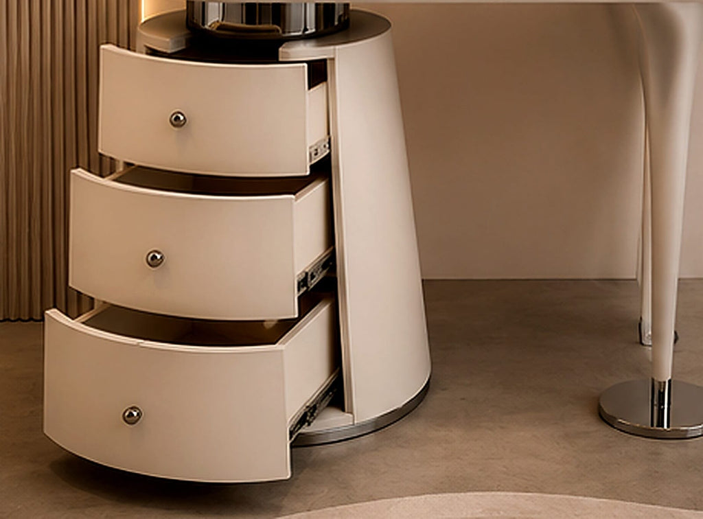 Ivory Halo Vanity Dressing Table styled in a bedroom