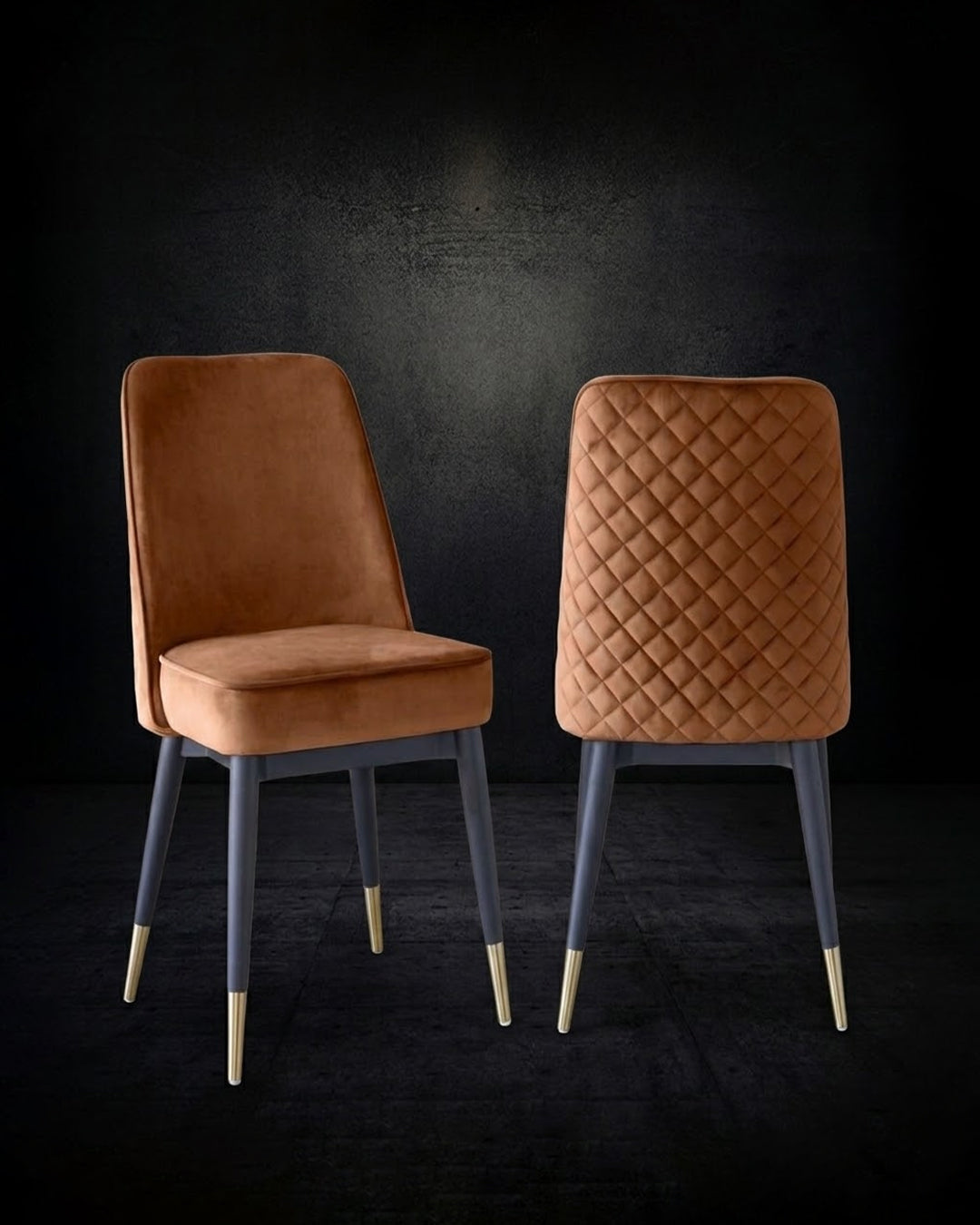 Modern Diamond-Quilted Velvet Dining Chair