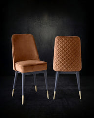 Modern Diamond-Quilted Velvet Dining Chair