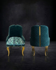 Velvet & Geometric Pattern Accent Chair