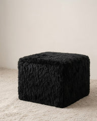 Black Faux Fur storage ottoman
