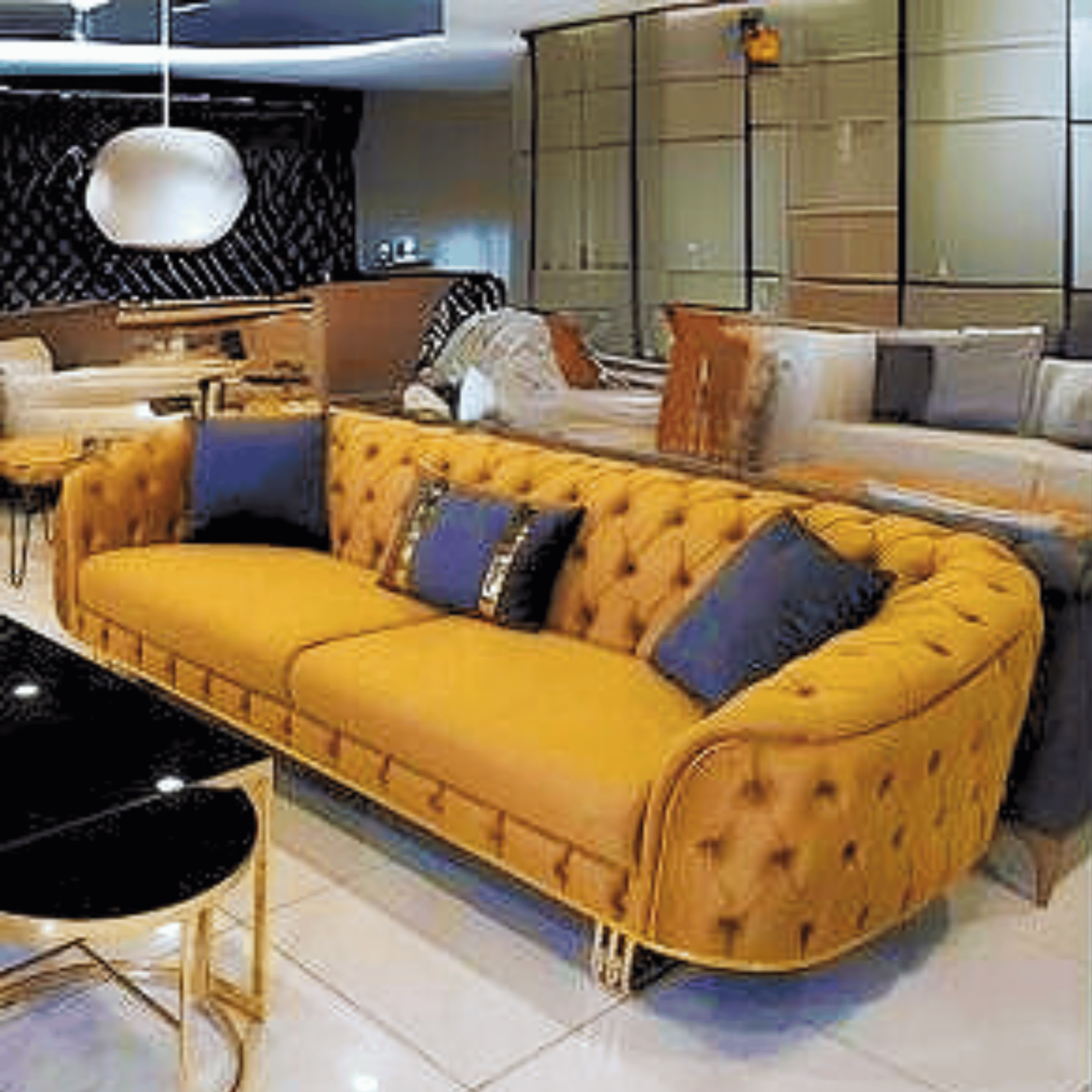 Dreamer deep-button 3-seater sofa detail view