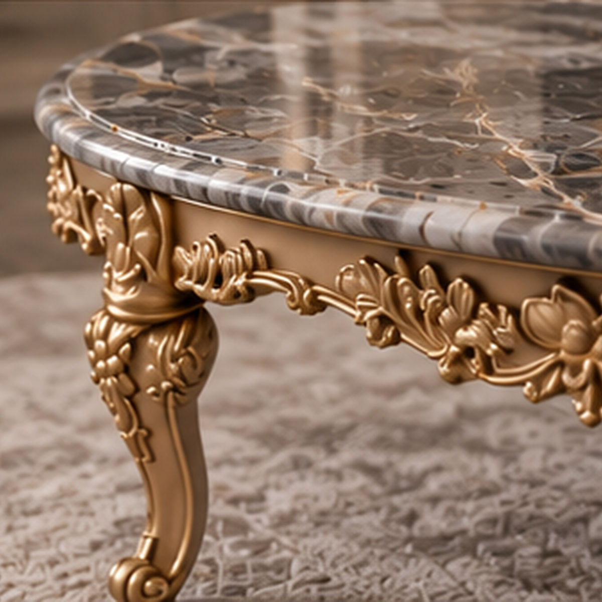 Auremont Crest centre table with solid wood structure and marble top - Z Galleria