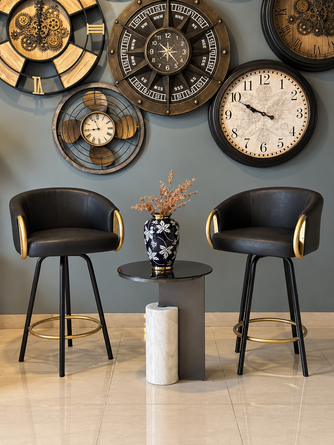 Black Revolving Bar Stools