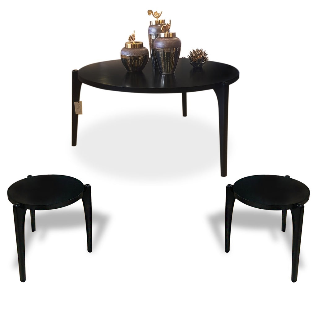 Minimalist round black centre table set by Z Galleria