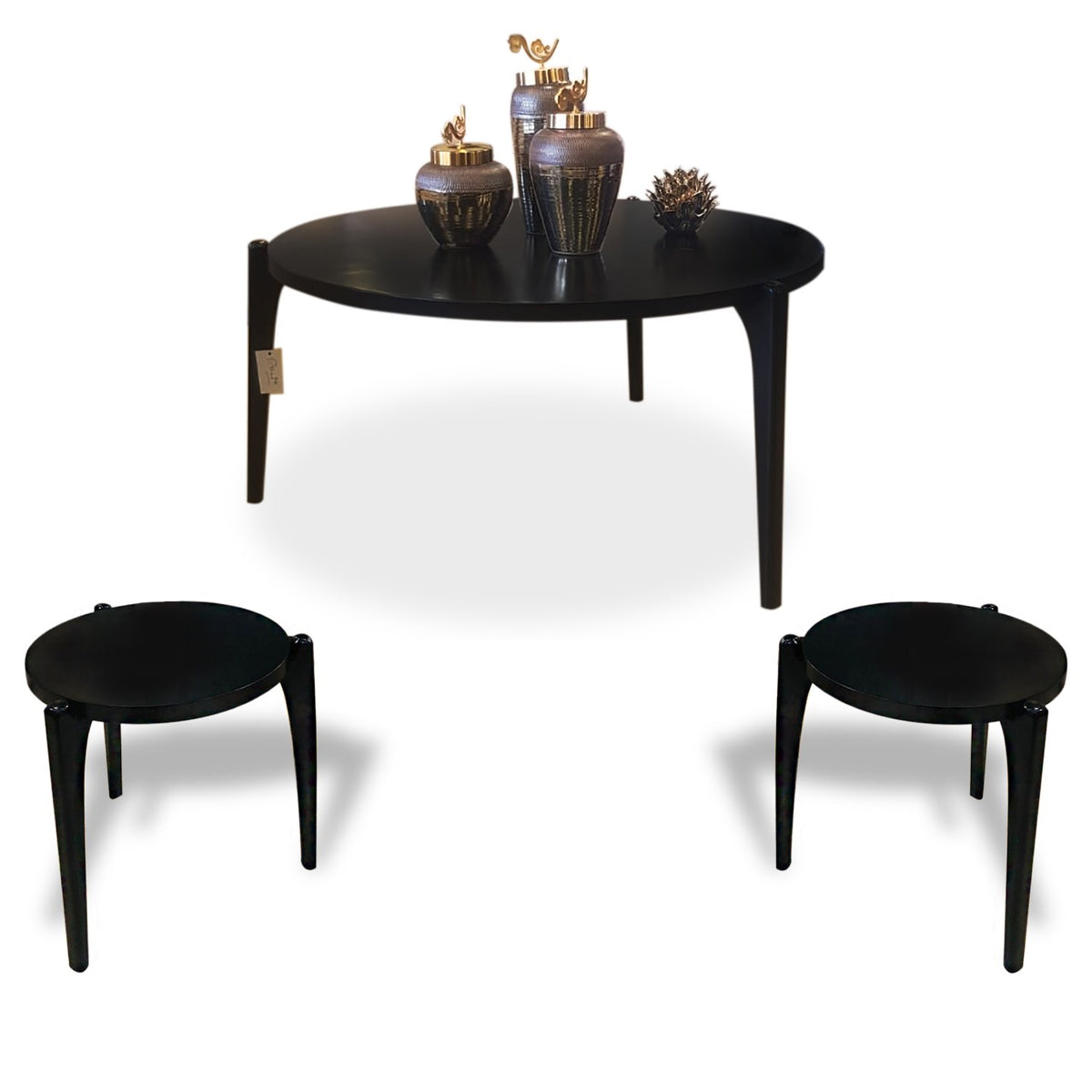 Minimalist round black centre table set by Z Galleria