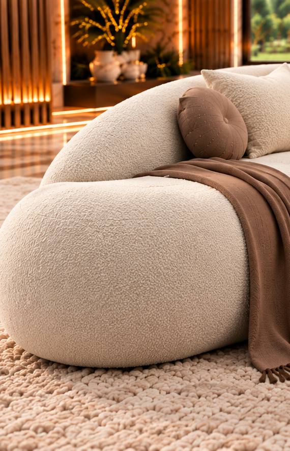 Cove Wave 6-Seater Sofa left-side upholstery close-up by Z Galleria Lahore