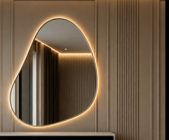 Celeste Wave organic LED mirror detail with warm backlighting by Z Galleria