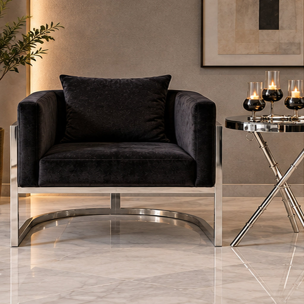 Continental Accent Chair chrome frame front view