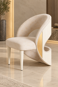 Sculptural Loop Accent Chair – Ivory & Gold Modern Statement Piece