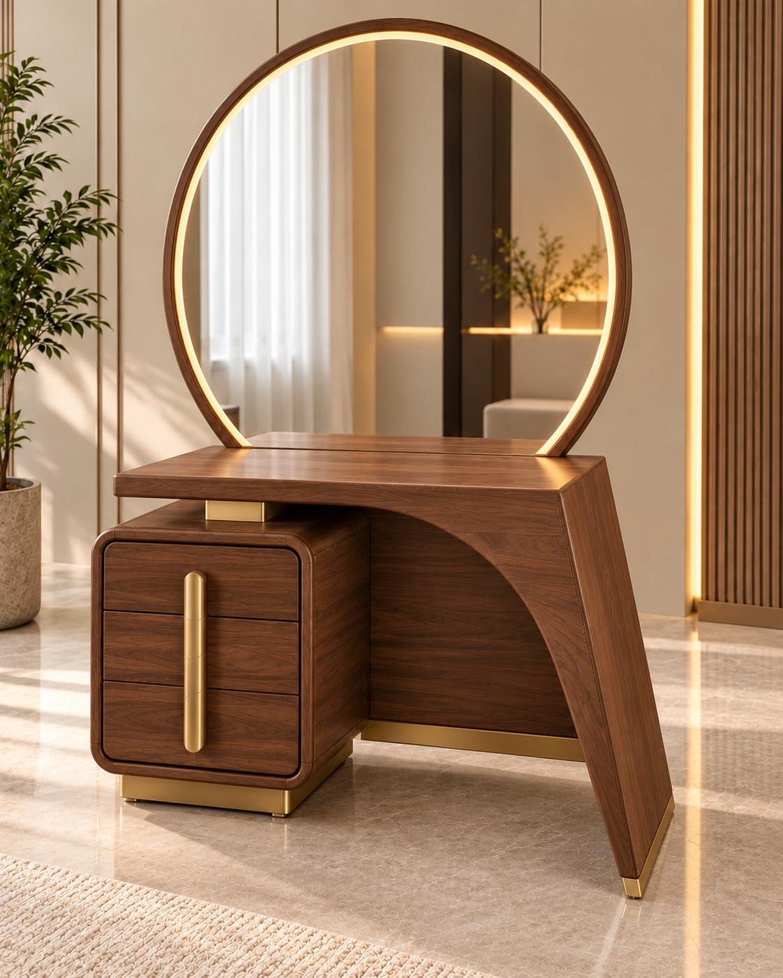 Elara Arc Vanity Console solid wood variant exact generated view 1 - Z Galleria