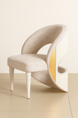 Sculptural Loop Accent Chair – Ivory & Gold Modern Statement Piece