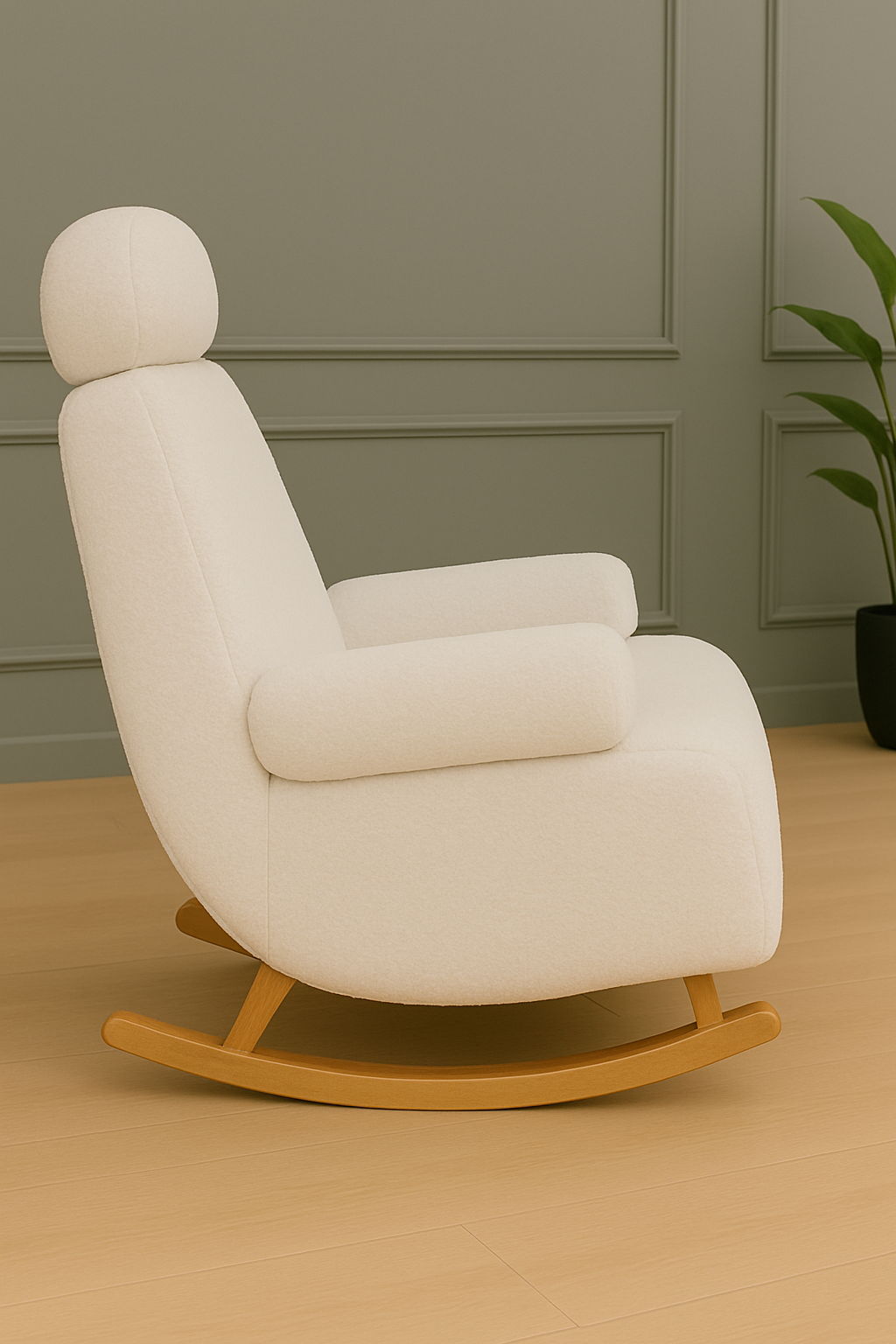 Nordic White Fur Rocking Lounge Chair — alternate product view 5