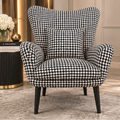 Houndstooth Wingback Accent Chair premium straight-front lifestyle view