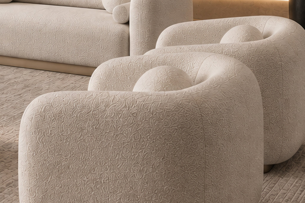 Ivora Sculpted Sofa Set single-seater chair rear three-quarter framing by Z Galleria