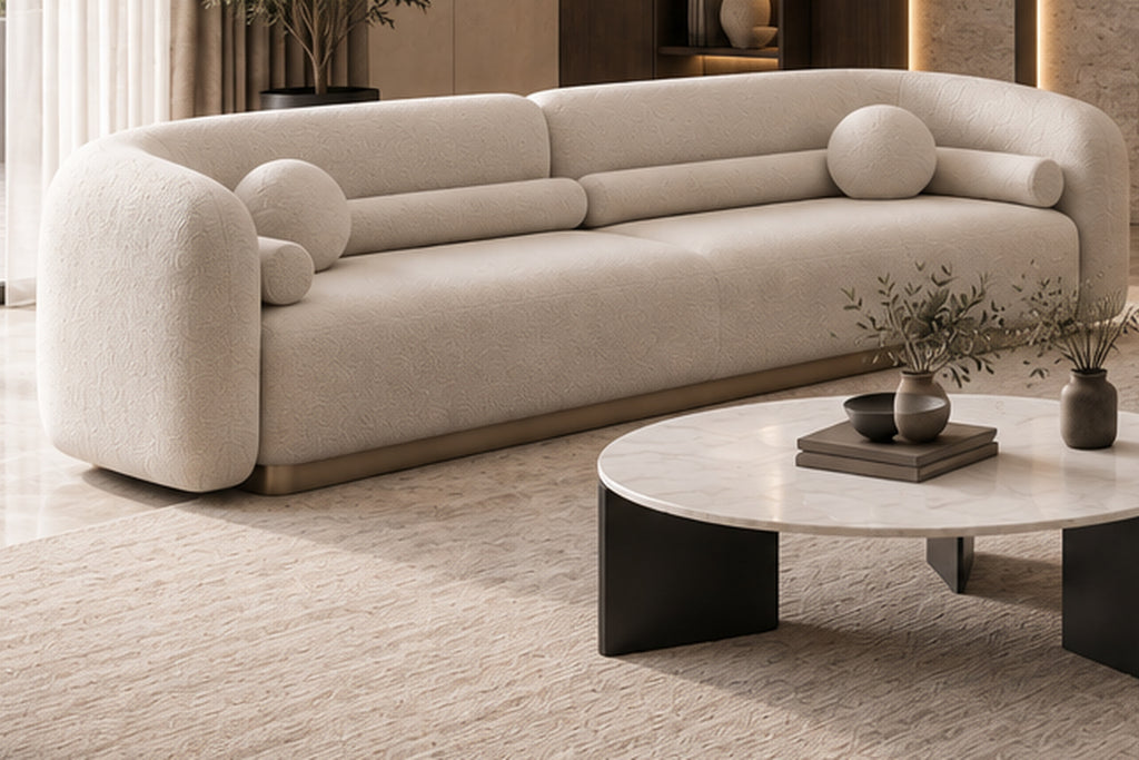 Ivora Sculpted Sofa Set four-seater sofa full view by Z Galleria