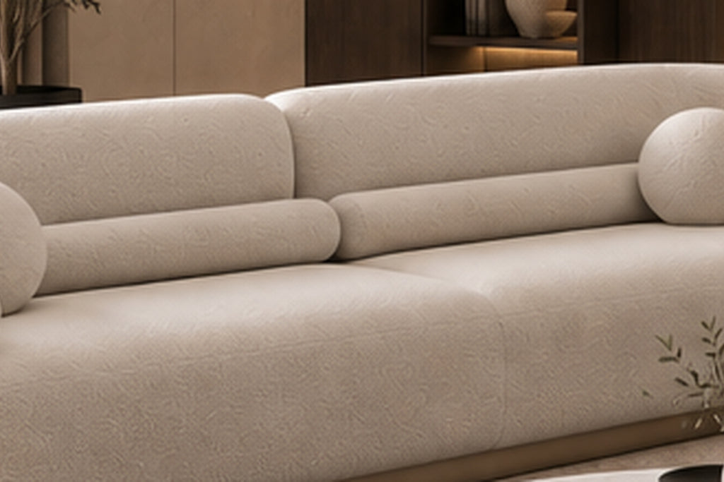 Ivora Sculpted Sofa Set four-seater curved backrest detail by Z Galleria