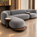 Lume Curve Sectional Sofa in grey textured upholstery with integrated side tables by Z Galleria Lahore