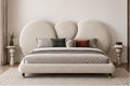 Luna Sculpted Bed in ivory upholstery front view by Z Galleria