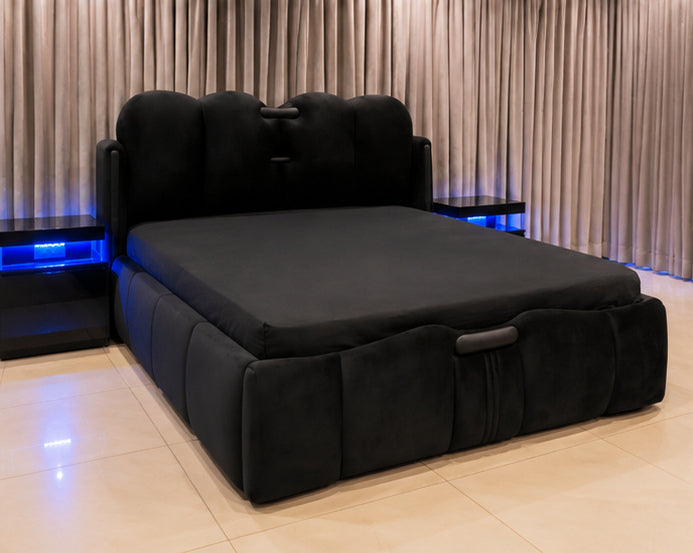 Midnight Velvet Horizon Bed left three-quarter view by Z Galleria
