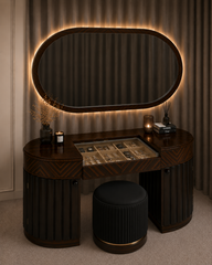 Noir Élan luxury dark dressing table with illuminated mirror and jewellery organiser by Z Galleria Lahore