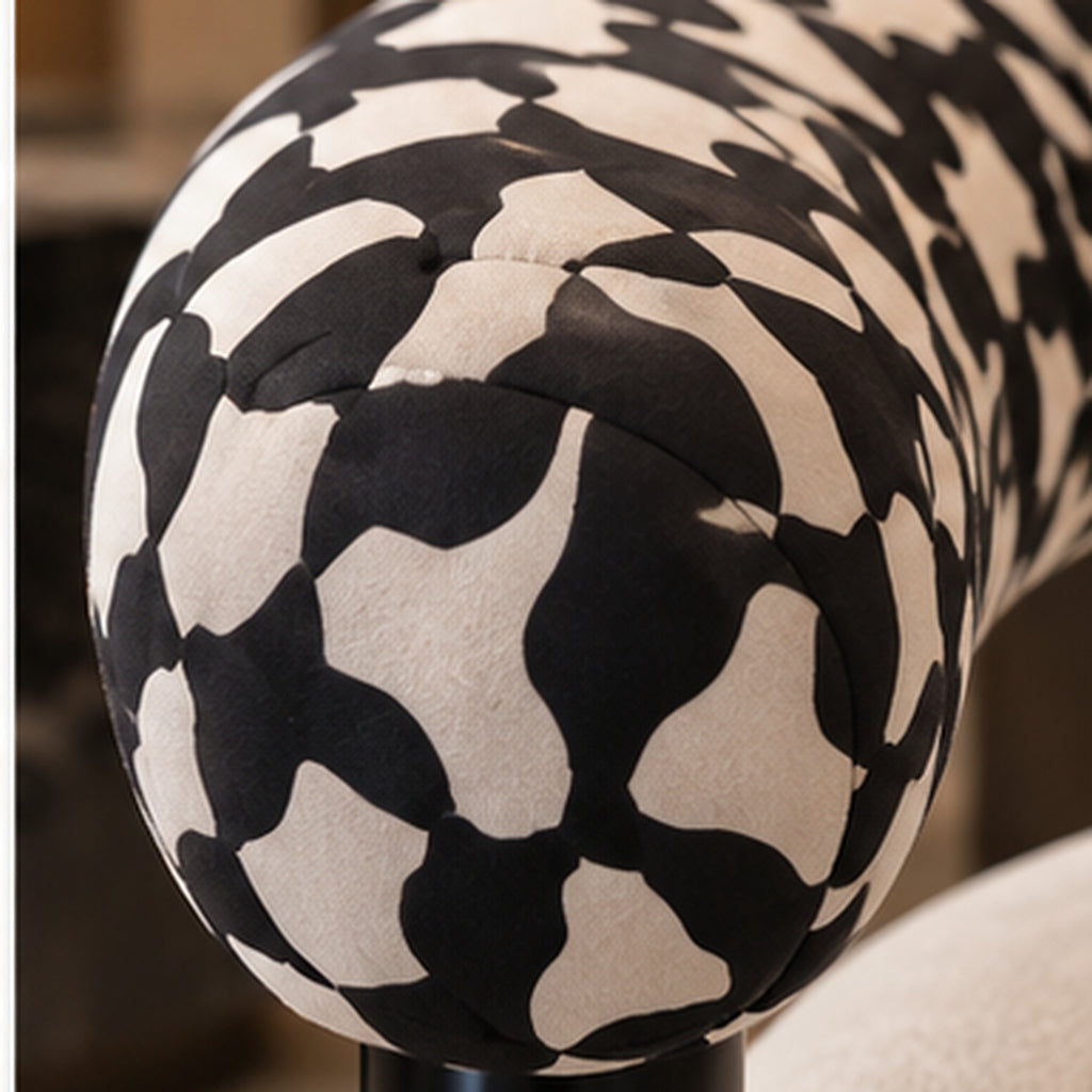 Noir Loop Sculptural Lounge Chair black-and-cream upholstery detail