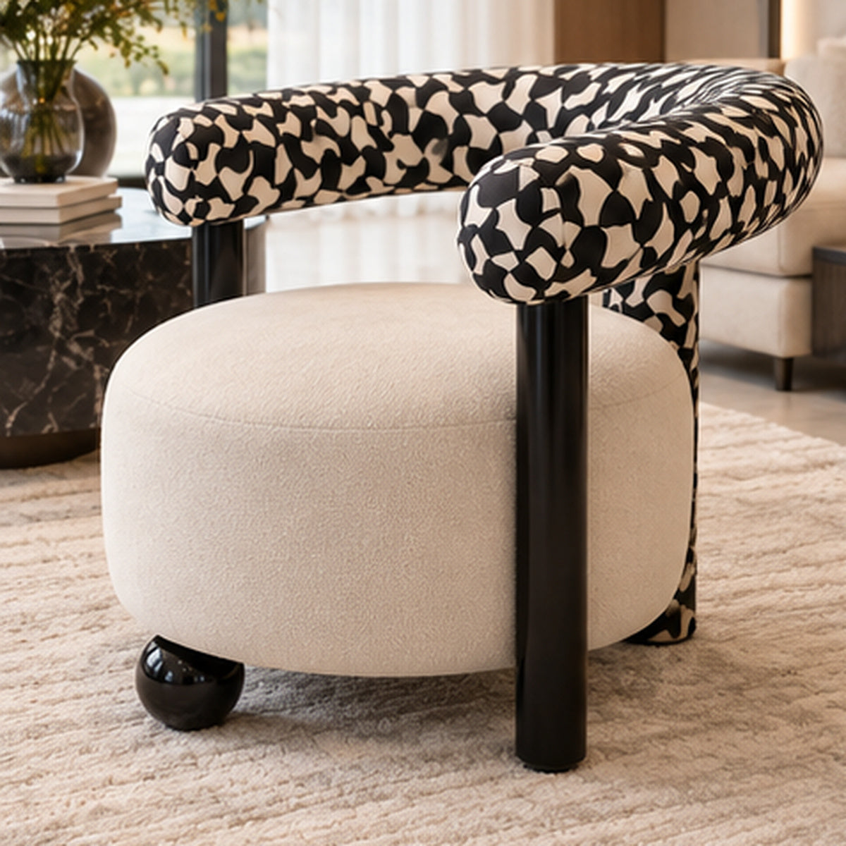 Noir Loop Sculptural Lounge Chair right three-quarter view