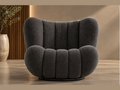 Noir Pleat Lounge Chair pair in charcoal boucle - Z Galleria