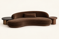 Obsidian Pebble four-seater sofa in brown upholstery with integrated marble side tables, hero view