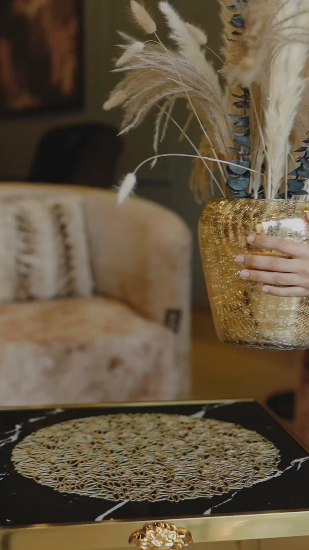 Golden Textured Glass Vase