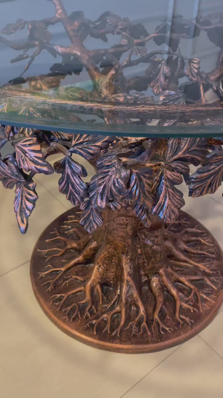 Hand-Carved Tree Foil Centre Table