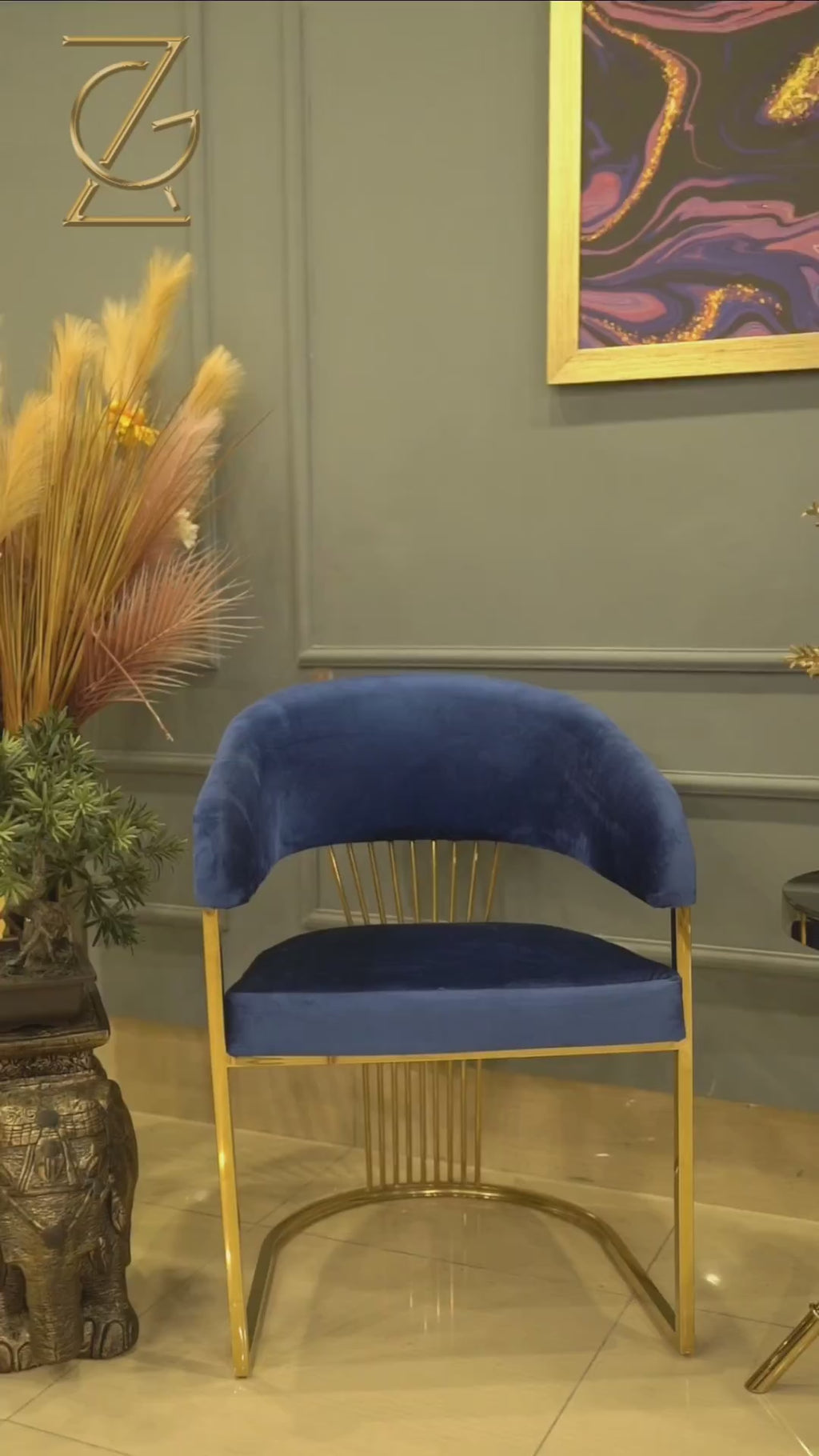 Blue & Gold Dining Chair