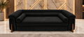 Rivan Velvet Lounge Sofa in black velvet front view with solid wood accents by Z Galleria