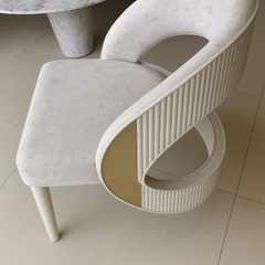 Sculptural Loop Accent Chair – Ivory & Gold Modern Statement Piece